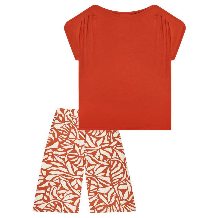 Schiesser Selected Premium Pyjama avec T-shirt manches courtes et pantalon 3/4  