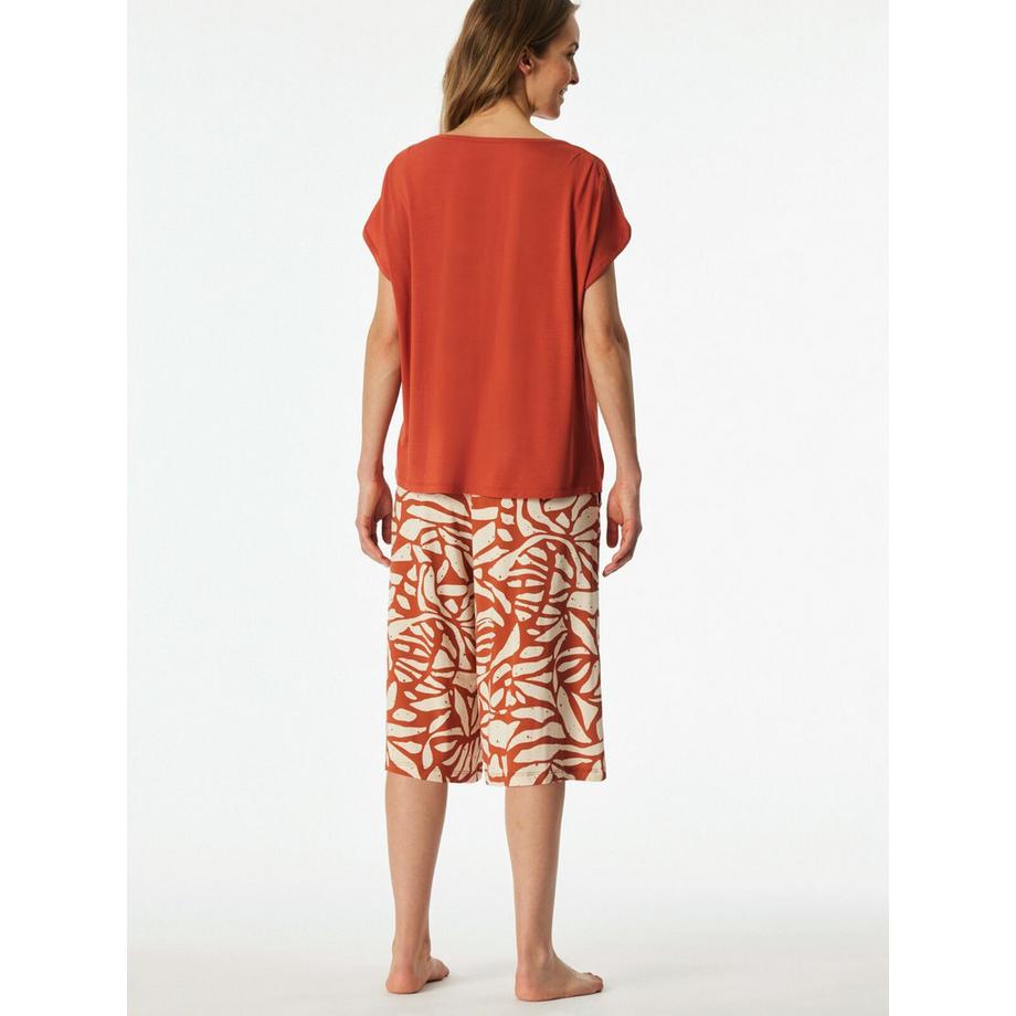 Schiesser Selected Premium Pyjama avec T-shirt manches courtes et pantalon 3/4  