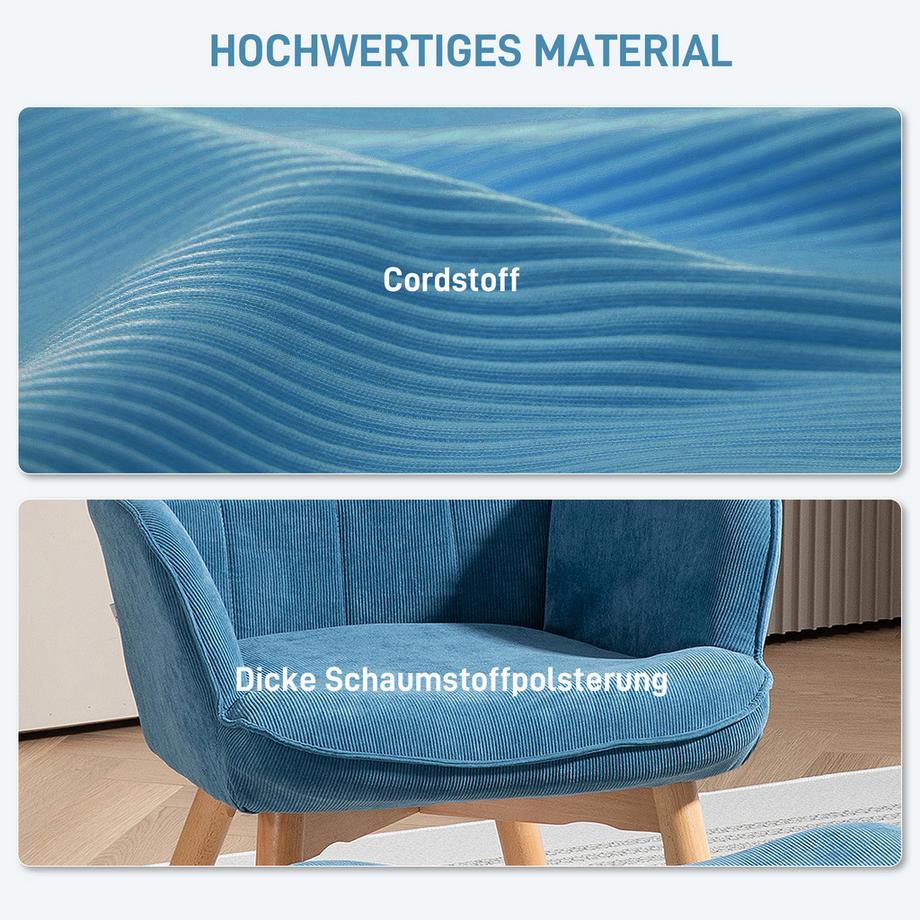 HOMCOM Fauteuil à oreilles avec tabouret  