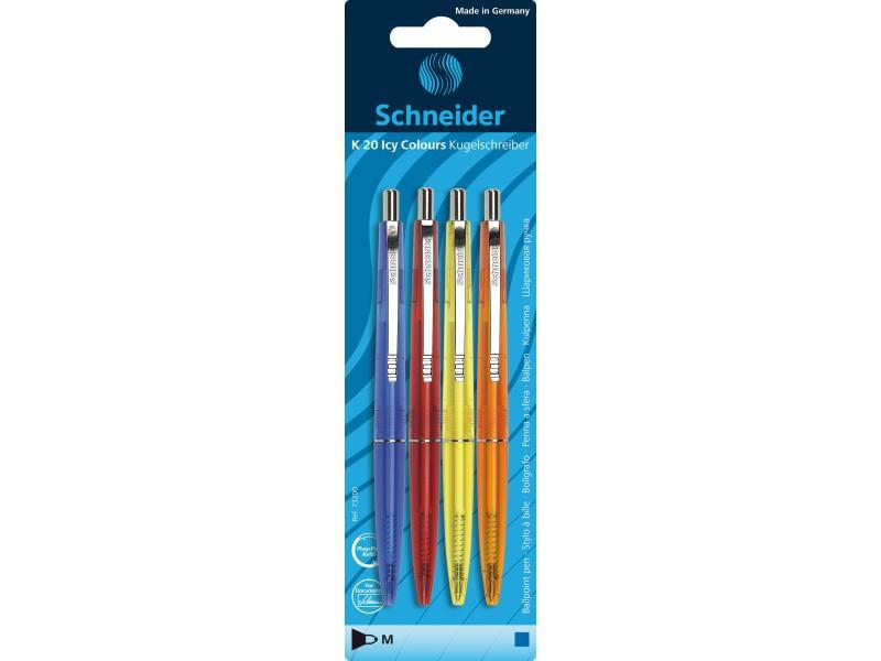 Schneider Schreibgeräte  Schneider Schreibgeräte K 20 Icy Blu, Arancione, Rosso, Giallo Penna a sfera multifunzione 4 pz 