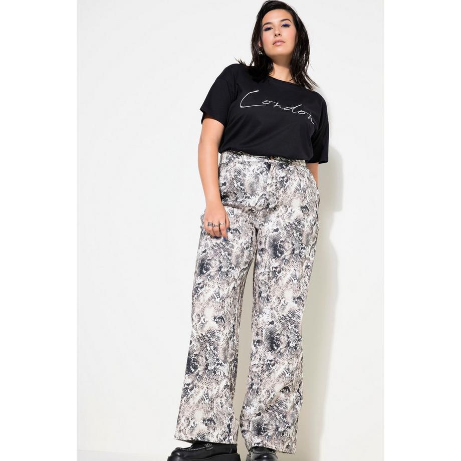 Studio Untold Wide Leg High Waist Snake Print Hose  
