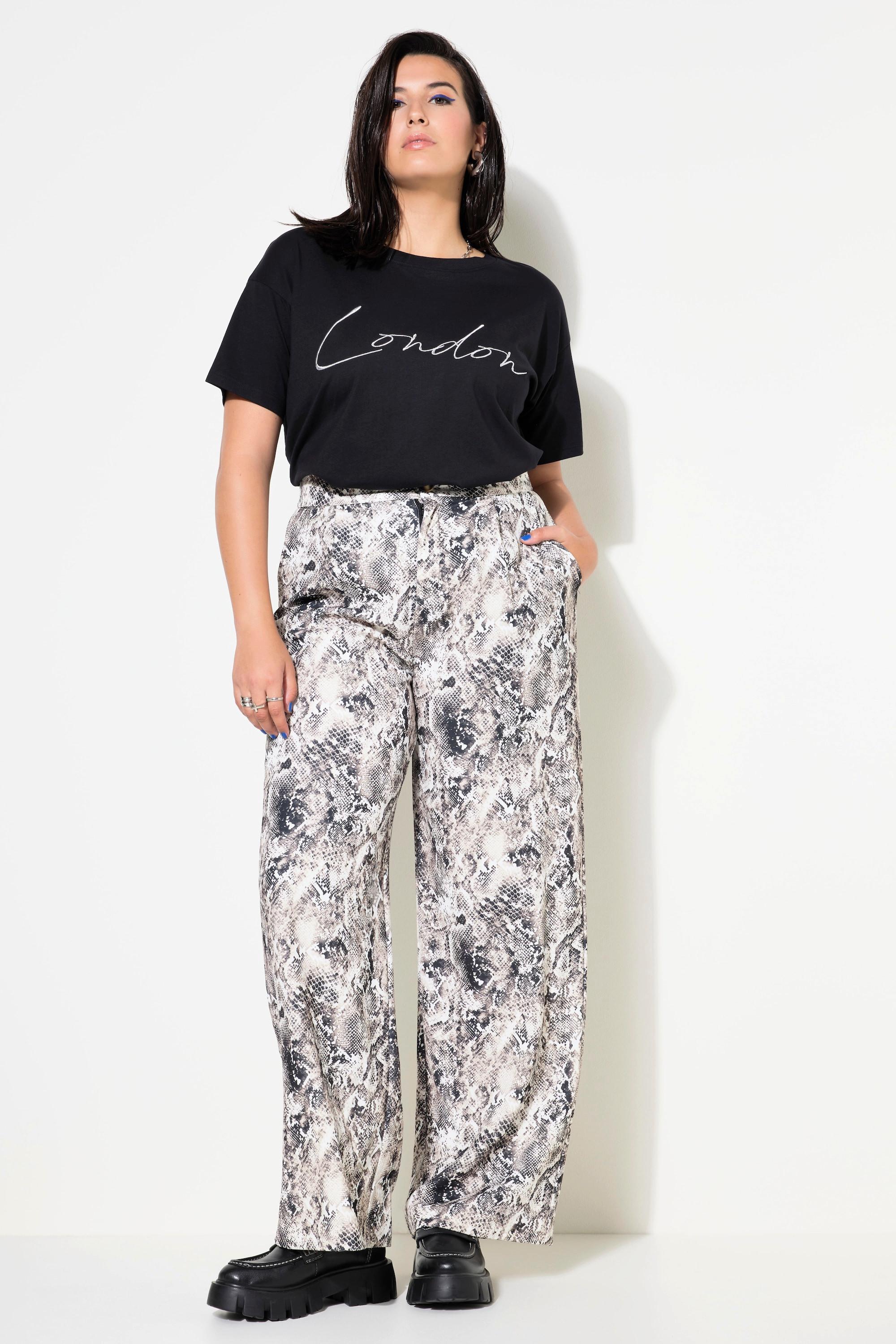 Studio Untold  Pantalon à jambes larges et taille haute. Imprimé python 