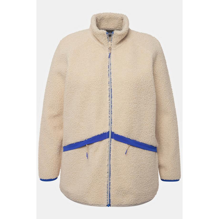 Ulla Popken Teddyjacke Stehkragen Farbakzente  