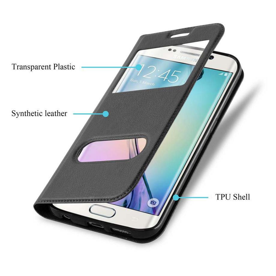 Cadorabo  Hülle für Samsung Galaxy S6 EDGE PLUS Magnetverschluss, 2 Sichtfenstern 
