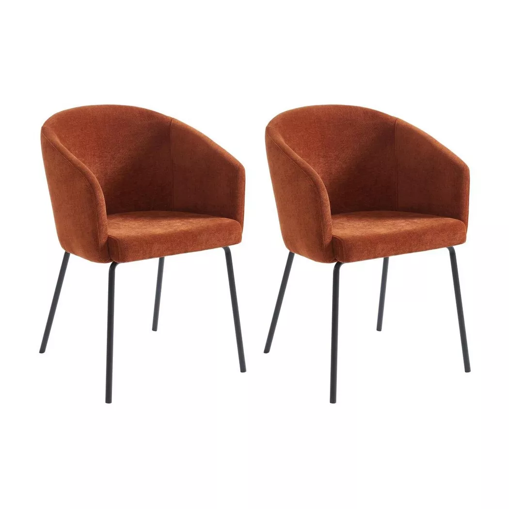 Pascal Morabito - Lot de 2 chaises avec accoudoirs en tissu et métal - Terracotta - moroni de