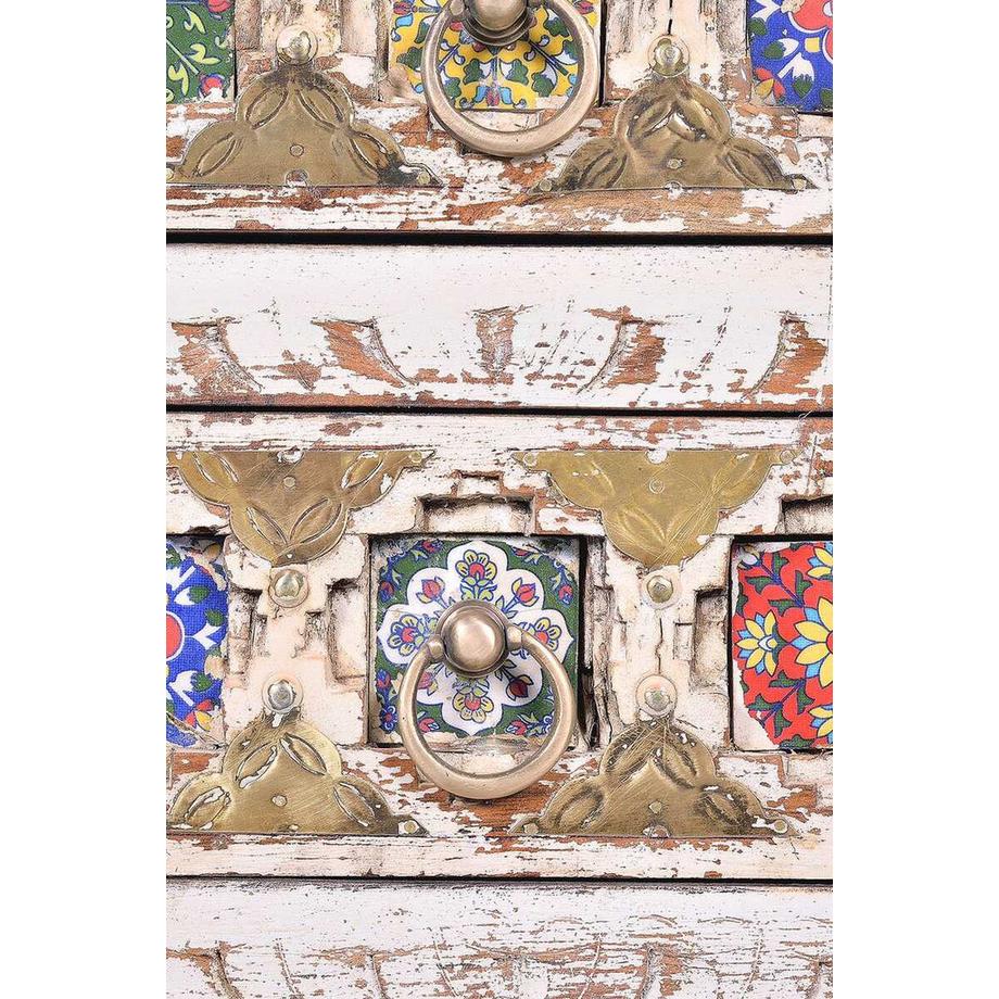 mutoni Comodino Bakhra mango vintage bianco  