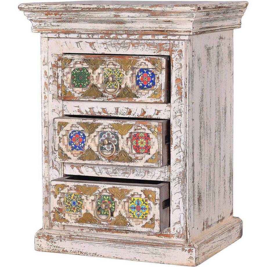 mutoni Comodino Bakhra mango vintage bianco  