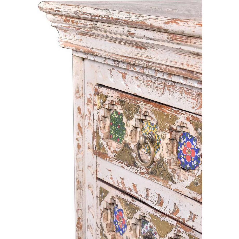 mutoni Comodino Bakhra mango vintage bianco  