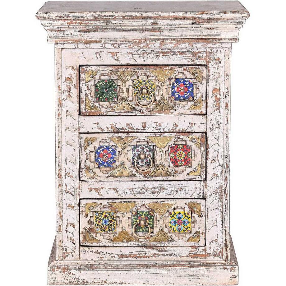 mutoni Comodino Bakhra mango vintage bianco  