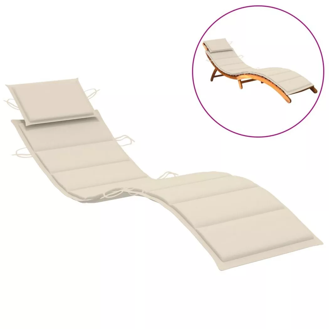 Coussin de chaise longue crème 186x58x3 cm tissu oxford