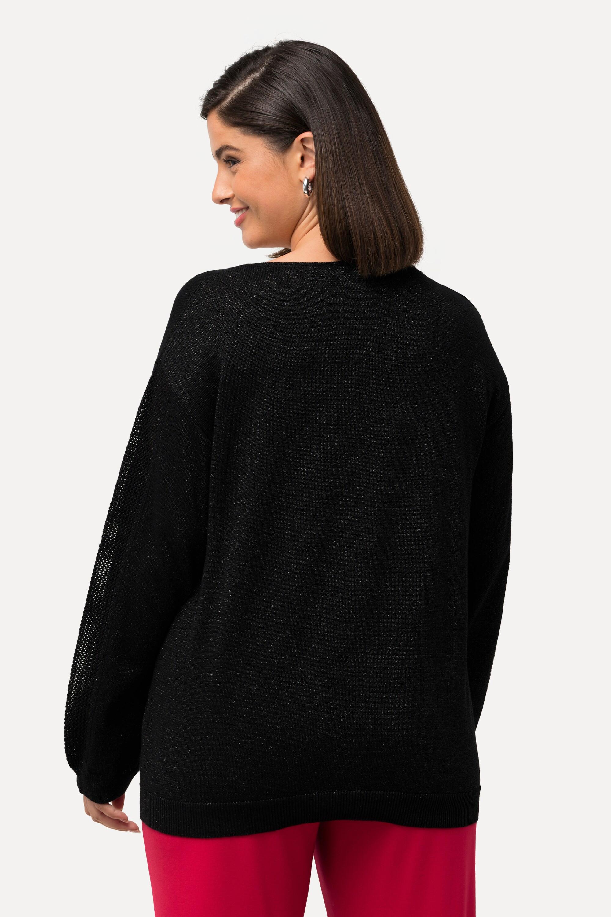 Ulla Popken  Pullover, Ziersteine, V-Ausschnitt, Langarm 