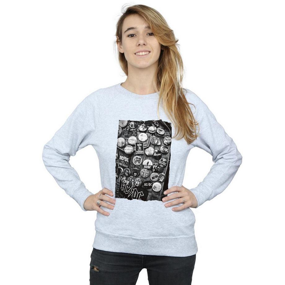 AC/DC ACDC Pin Badge Print Sweatshirt  