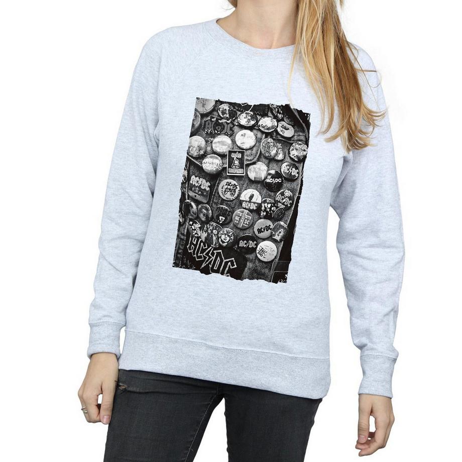 AC/DC ACDC Pin Badge Print Sweatshirt  