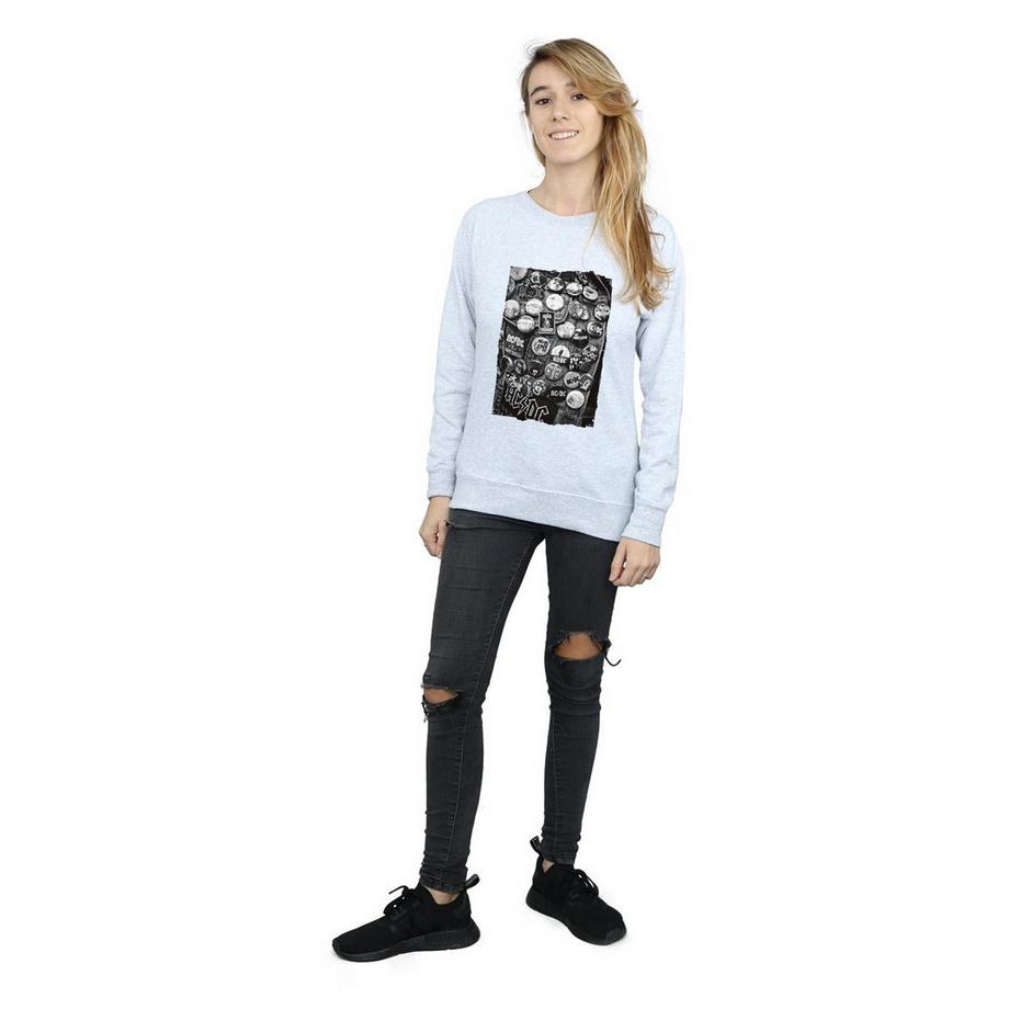 AC/DC ACDC Pin Badge Print Sweatshirt  