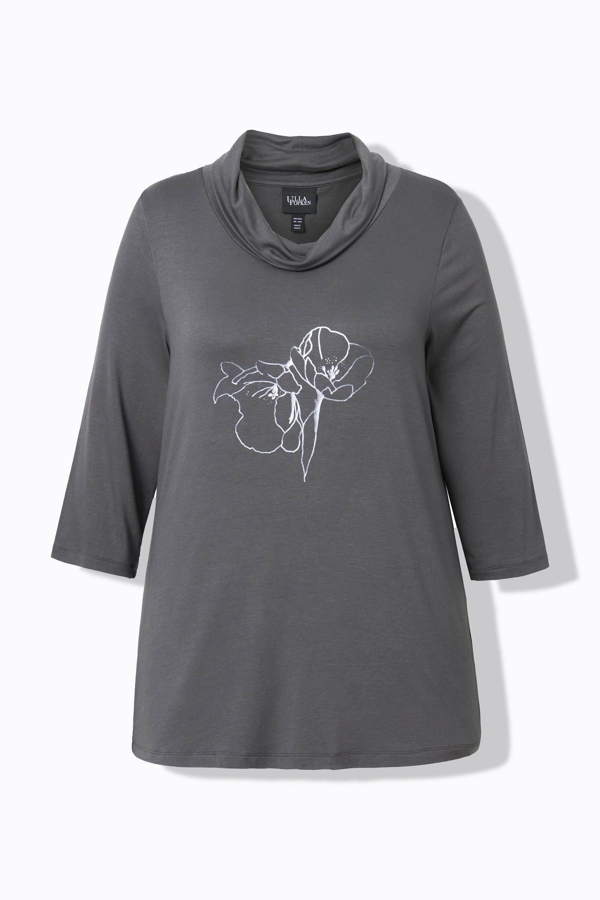 Ulla Popken Maglia Stampa Metallizzata Scollo a Goccia Maniche 3/4  