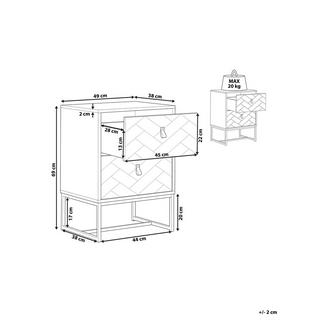 Beliani Table de nuit à 2 tiroirs en MDF Traditionnel NUEVA  