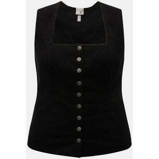 Ulla Popken  Bustier inspiré du costume traditionnel tyrolien en velours smocké. Coupe Slim sans manches 