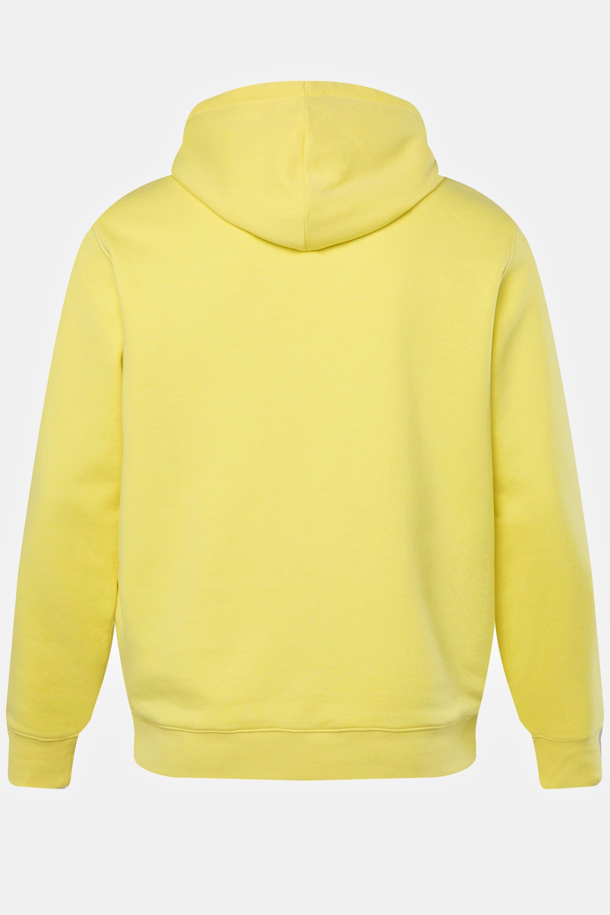 JP1880  Sweat-shirt à capuche. Poche kangourou et imprimé poitrine vert citron 