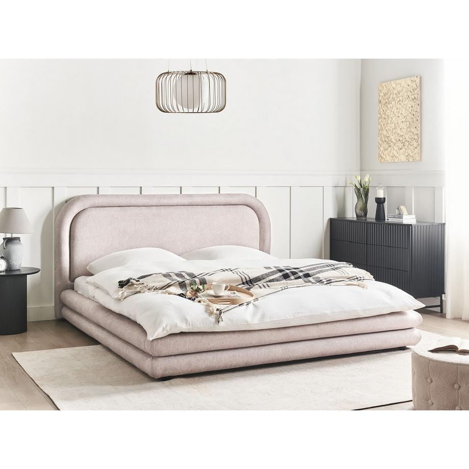 Beliani Lit avec sommier en Lin synthétique Moderne LAVARDENS  