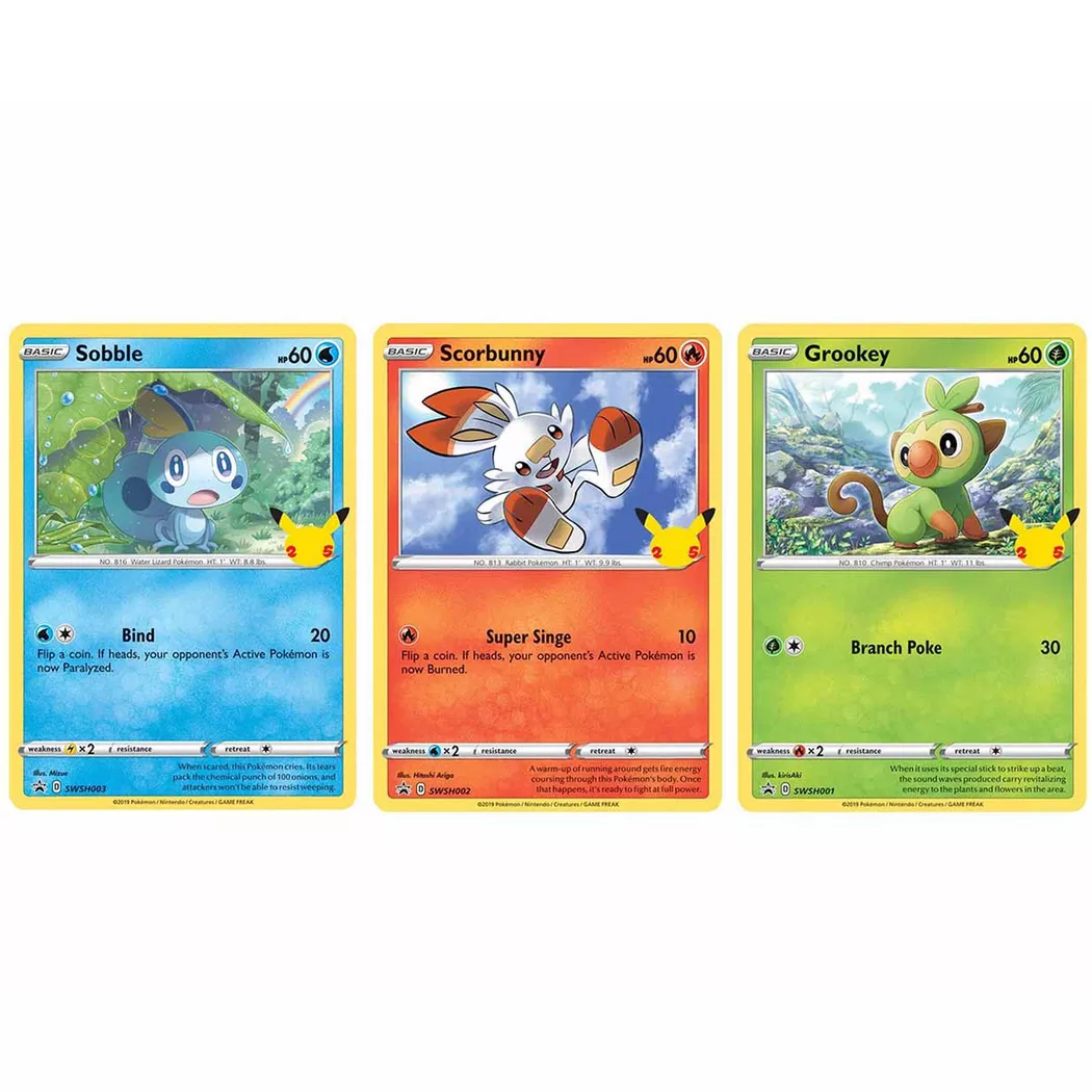 Pokémon - 25th Anniversary Galar Starters 3 Pack Jumbo Promos (EN), Multicolor
