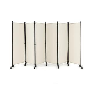 B2X Paravent pliable en 6 parties brise-vue hauteur 172 cm avec roulettes verrouillables beige  