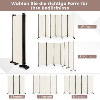 B2X Paravent pliable en 6 parties brise-vue hauteur 172 cm avec roulettes verrouillables beige  