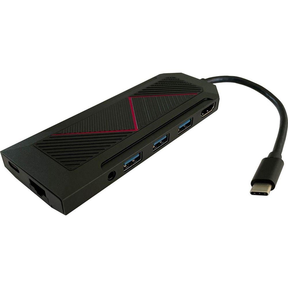 LC-POWER  LC-HUB-C-MULTI-6-RGB hub di interfaccia USB 3.2 Gen 2 (3.1 Gen 2) Type-C 5000 Mbit/s Nero 