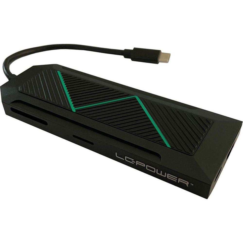 LC-POWER  LC-HUB-C-MULTI-6-RGB hub di interfaccia USB 3.2 Gen 2 (3.1 Gen 2) Type-C 5000 Mbit/s Nero 