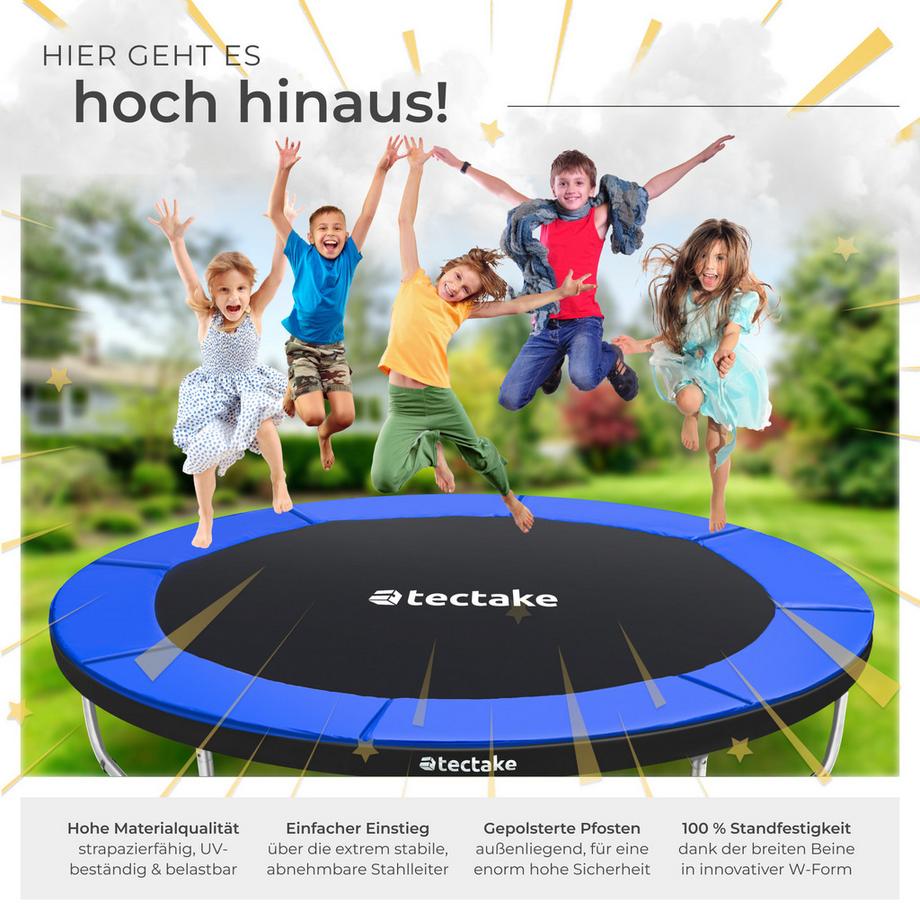 Tectake  Trampolin Jumpy Ø 305 cm, GS-zertifiziert mit Sicherheitsnetz 
