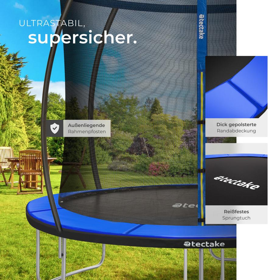 Tectake  Trampolin Jumpy Ø 305 cm, GS-zertifiziert mit Sicherheitsnetz 