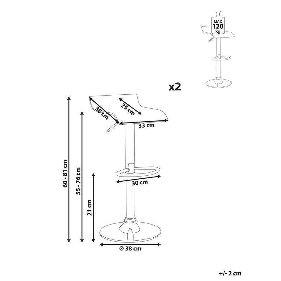Beliani Lot de 2 chaises de bar en Acrylique  NEUM  