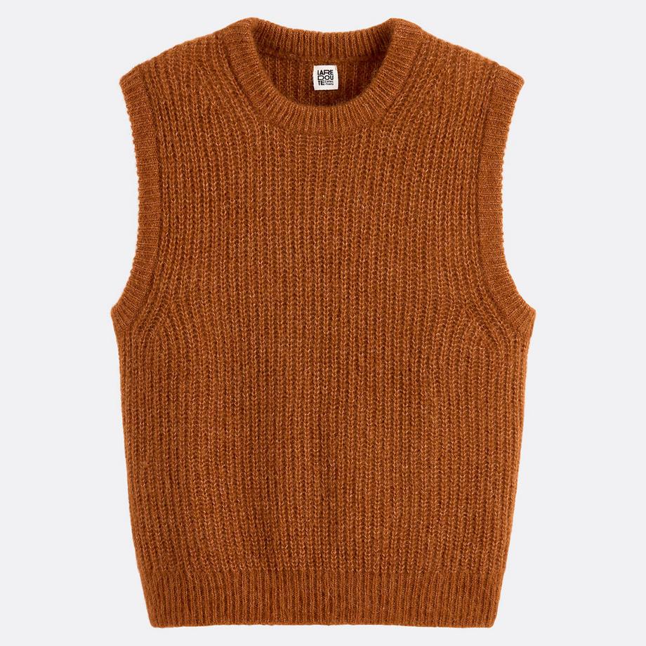 La Redoute Collections Pull sans manches col rond en alpaga mélangé  