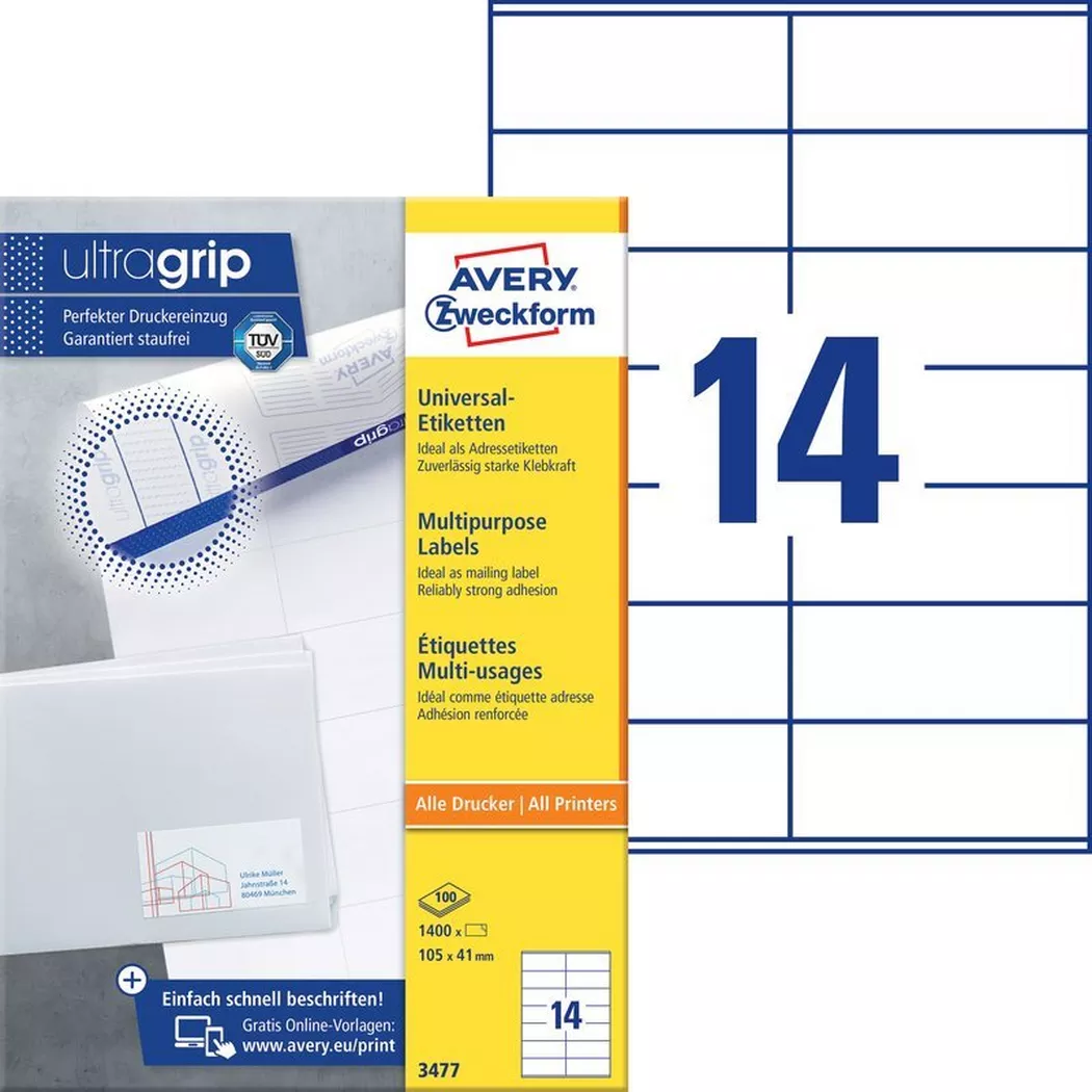 AVERY Zweckform Universal-Etiketten, 105 x 41 mm, weiß