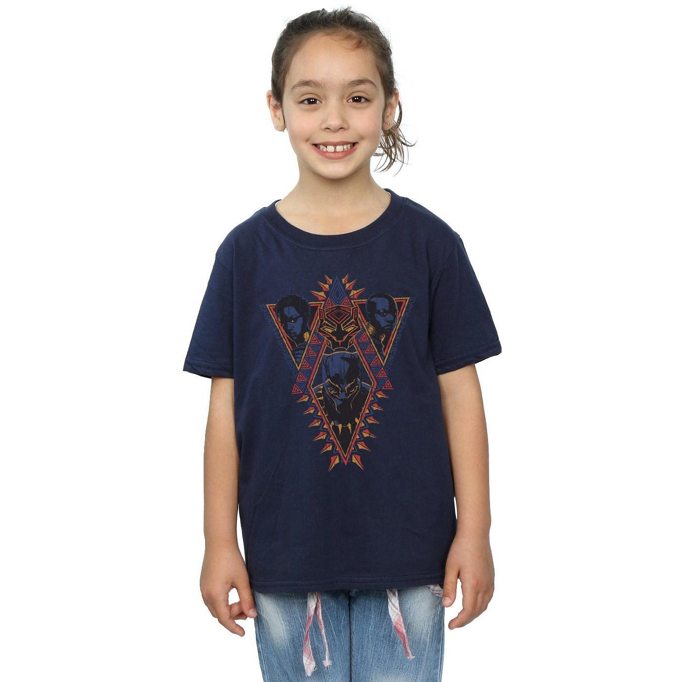 MARVEL  Tshirt BLACK PANTHER TRIBAL HEADS 