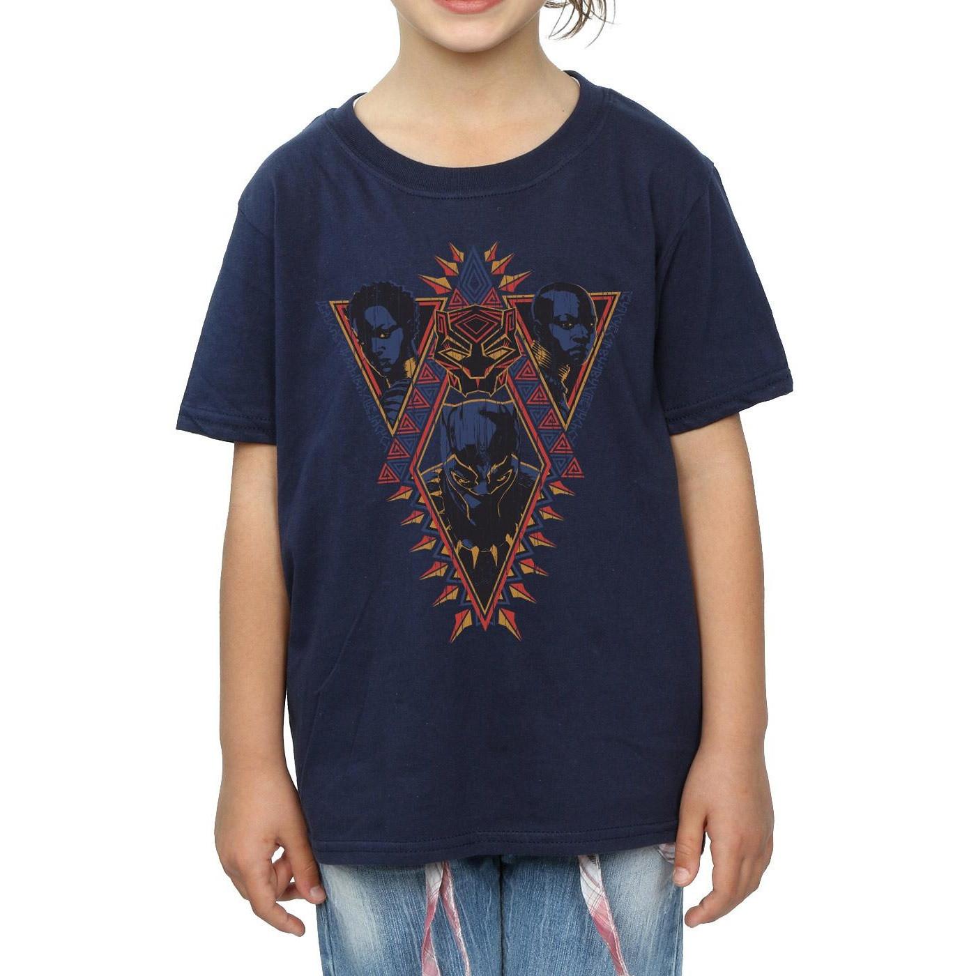 MARVEL  Tshirt BLACK PANTHER TRIBAL HEADS 