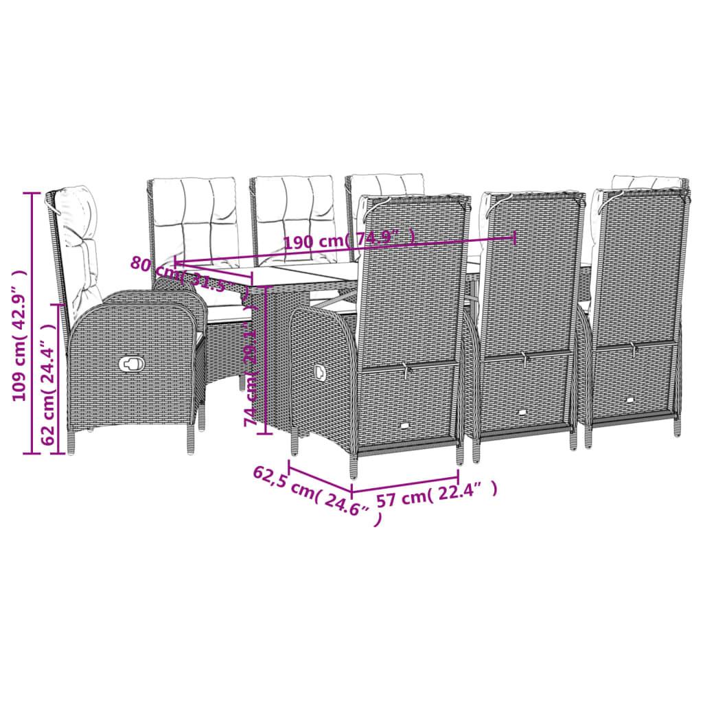 VidaXL set da pranzo da giardino Polirattan  