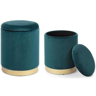 mutoni Tabouret Polina turquoise avec espace de rangement (lot de 2)  