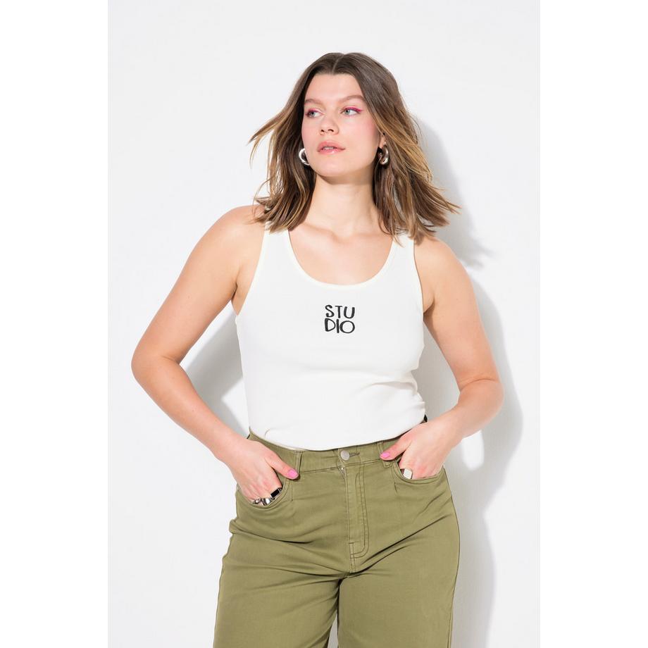 Studio Untold Top a costine Taglio Slim Basic Ricamo Studio  