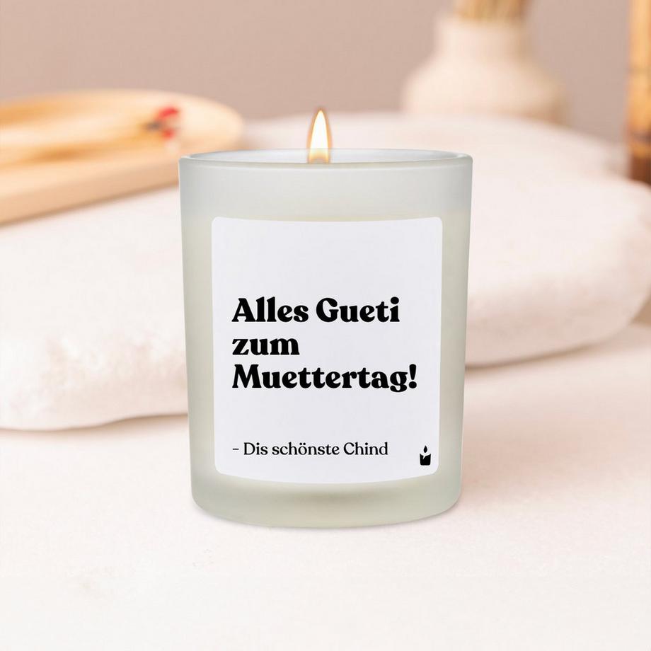 CandleHand Duftkerze Flowery Alles Gueti zum Muettertag! - Dis schönste Chind  