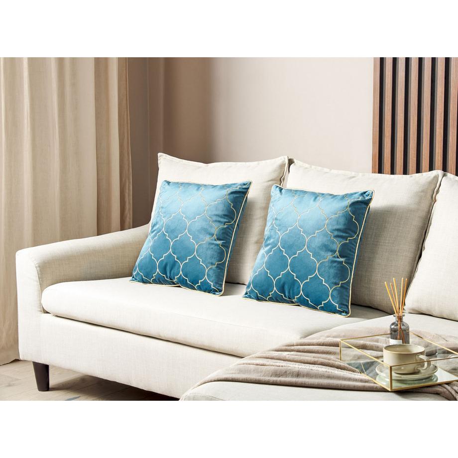 Beliani Lot de 2 coussins décoratifs en Velours Glamour ALYSSUM  