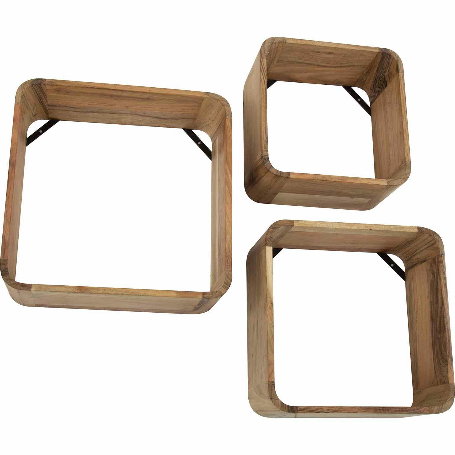 mutoni Wandregal Square Akazie natur (3er-Set)  