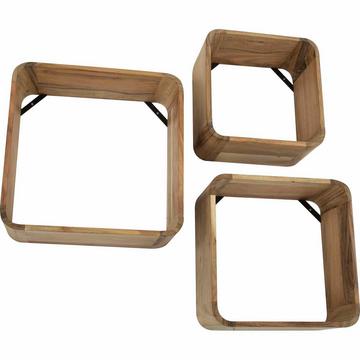 Etagère murale carrée en acacia naturel (lot de 3)