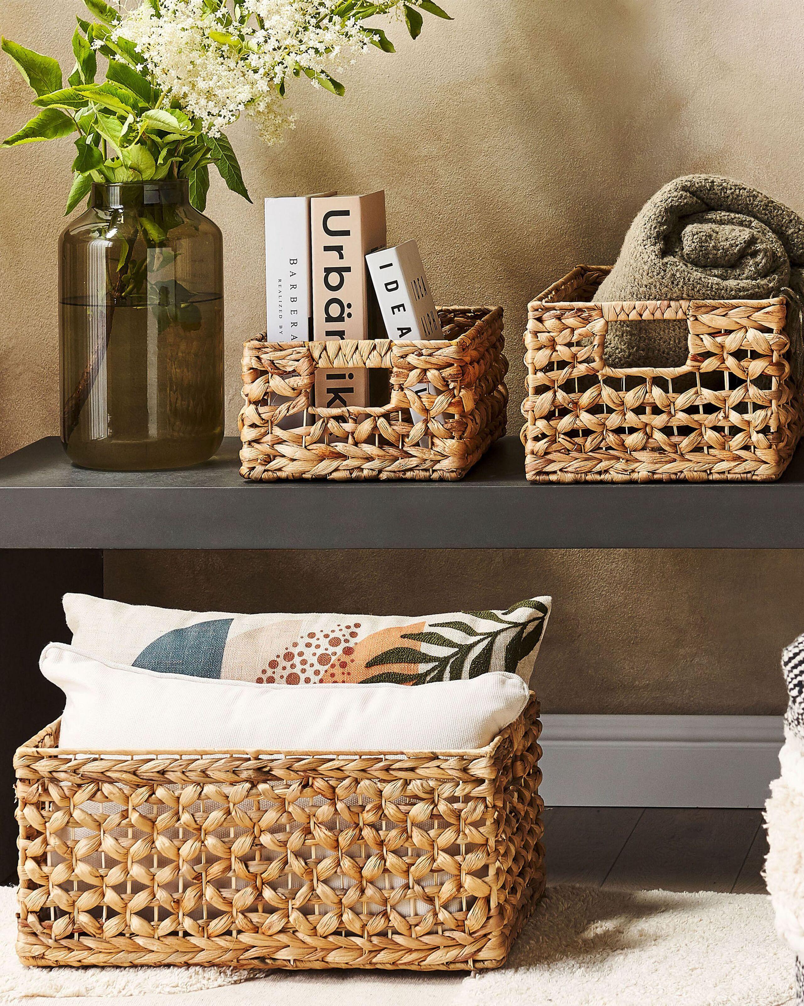 Beliani Aufbewahrungskorb 3er Set aus Wasserhyazinthe Boho MINNOW  