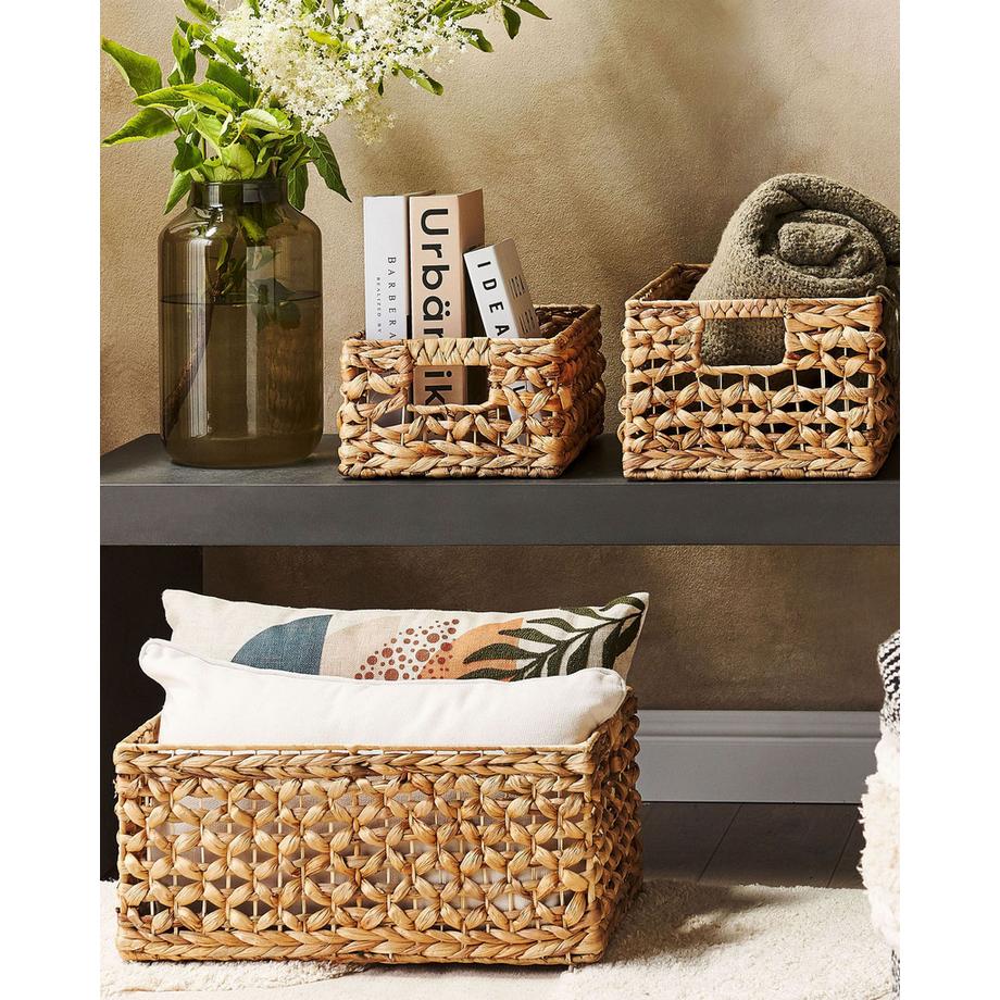 Beliani Aufbewahrungskorb 3er Set aus Wasserhyazinthe Boho MINNOW  