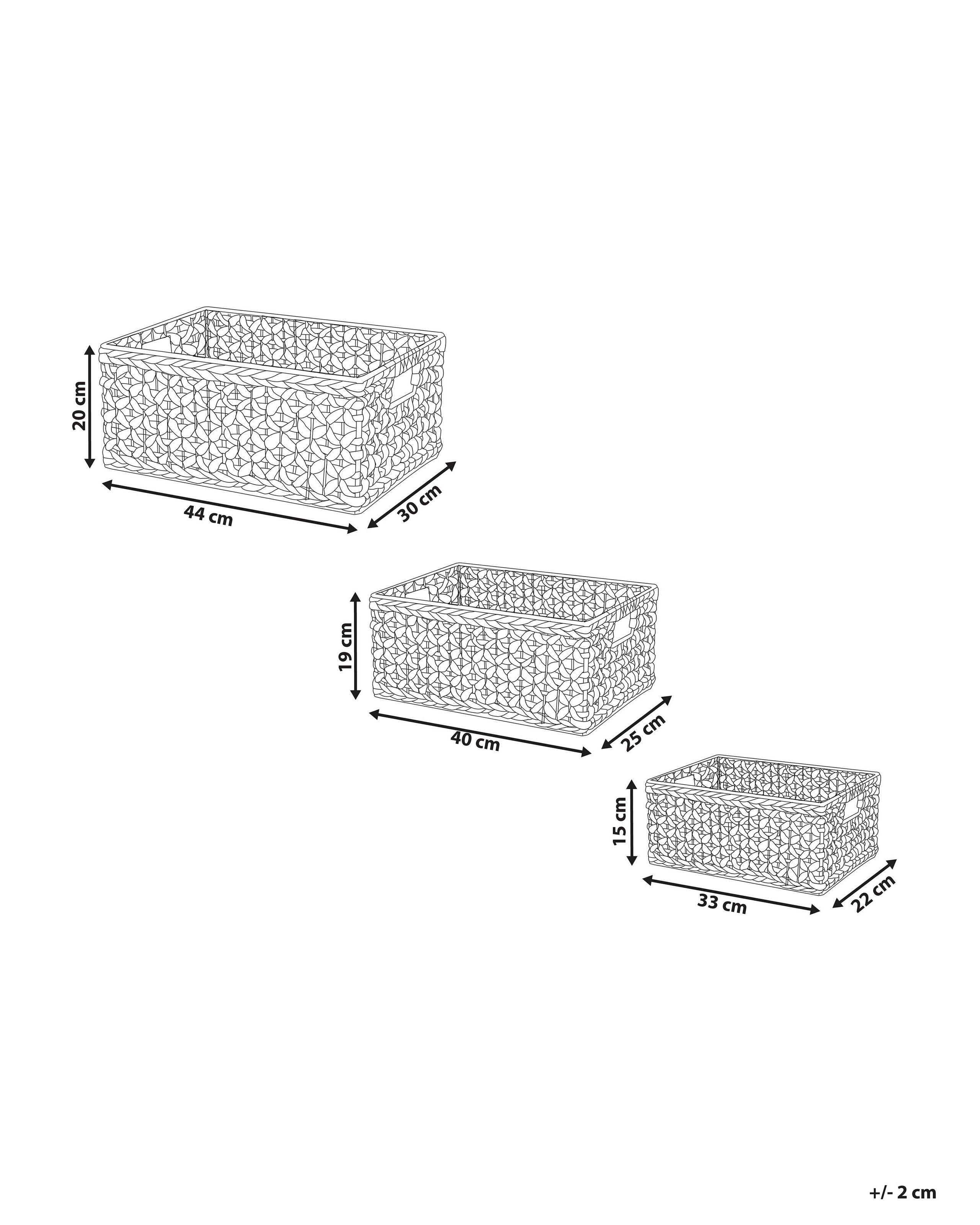 Beliani Aufbewahrungskorb 3er Set aus Wasserhyazinthe Boho MINNOW  