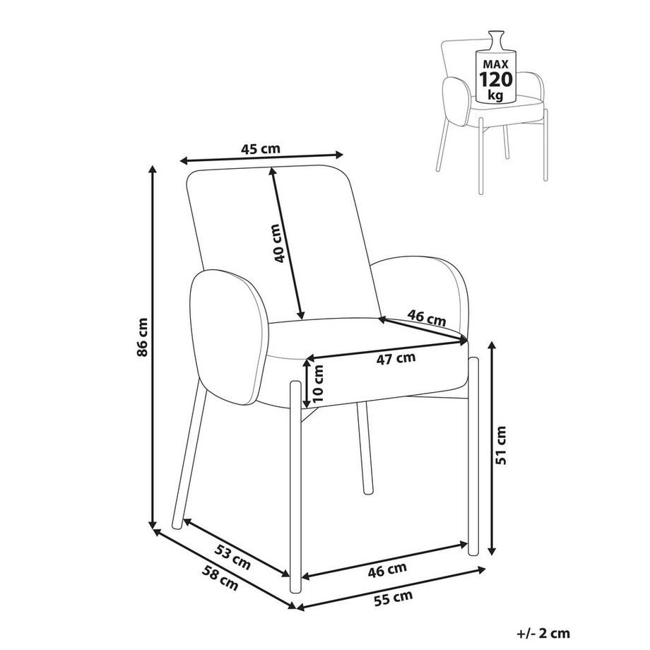 Beliani Chaise de salle à manger en Bouclé Rétro MAGEE  