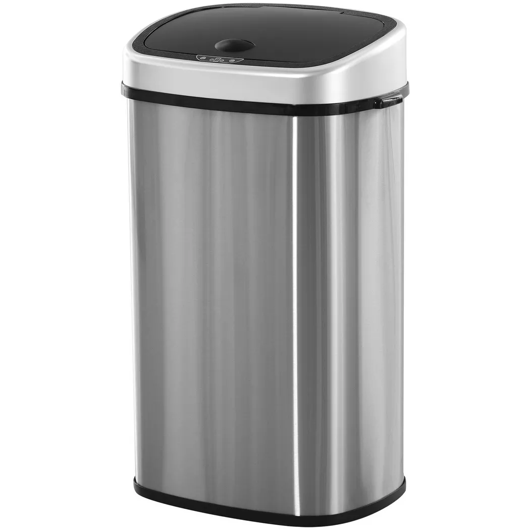 Northio – Mülleimer 58L Automatischer Abfalleimer Mit Infrarotsensor, Hygienisch, Groß, Edelstahl, Silber, L40,9Xb28,9Xh68 Cm, 55 L