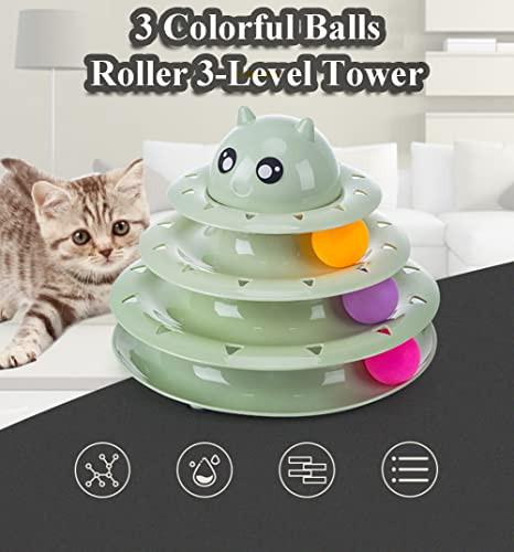 Alopini  Jouet pour chat 17 pièces Jouet interactif pour chat d'intérieur Jouet d'éveil pour chat à 3 niveaux de tours avec plumes 