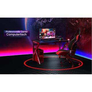 Northix Tavolo da gioco a forma di K con portabicchieri con gancio per cuffie e tavolo per computer ergonomico con gestione dei cavi nero  