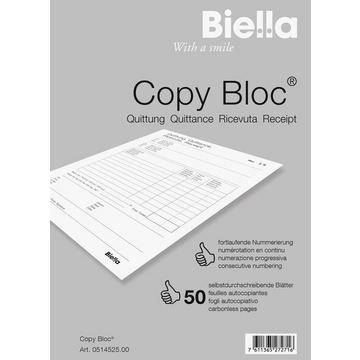 BIELLA Quittung COPY-BLOC D/F/I/E A5 514525.00 selbstdurchschreib. 50x2 Blatt